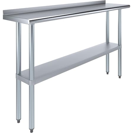 Amgood 14 in. x 60 in. Stainless Steel Work Table with 1.5 in. Backsplash WT-1460-BS-Z